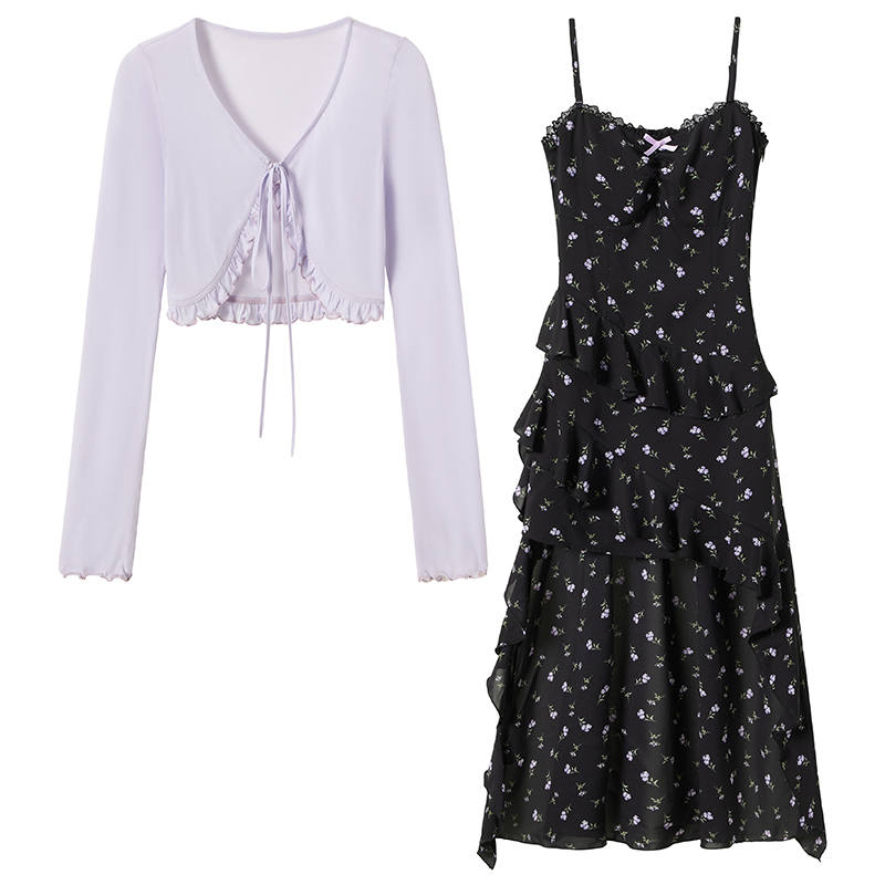 FABRIC PIG Two Piece Skirt Sets Women's V Neck Moderate