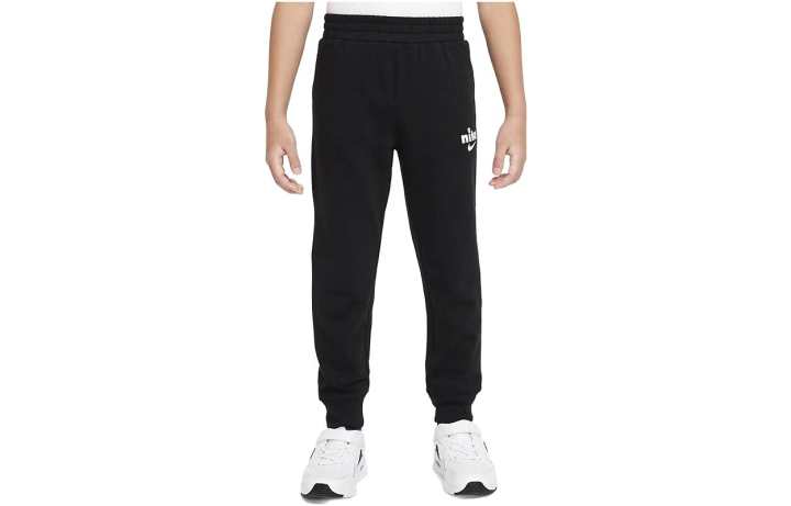 Nike Nike Knitted Sweatpants Casual Solid Color Mid Rise Elastic Cuff Thickened And Fleece Lined Black Kids'