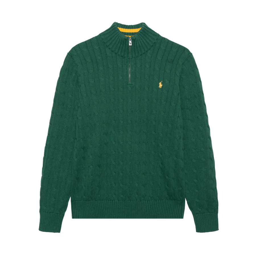 Polo Ralph Lauren FW24 Solid Color Logo Embroidery Turtleneck Long Sleeved Sweater Green Kids'
