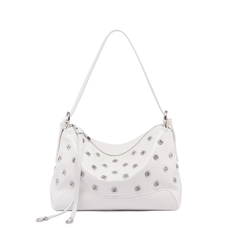 LAORENTOU Polyurethane, Synthetic Leather Shoulder Bag, Crossbody Bag Regular Women's Ecru