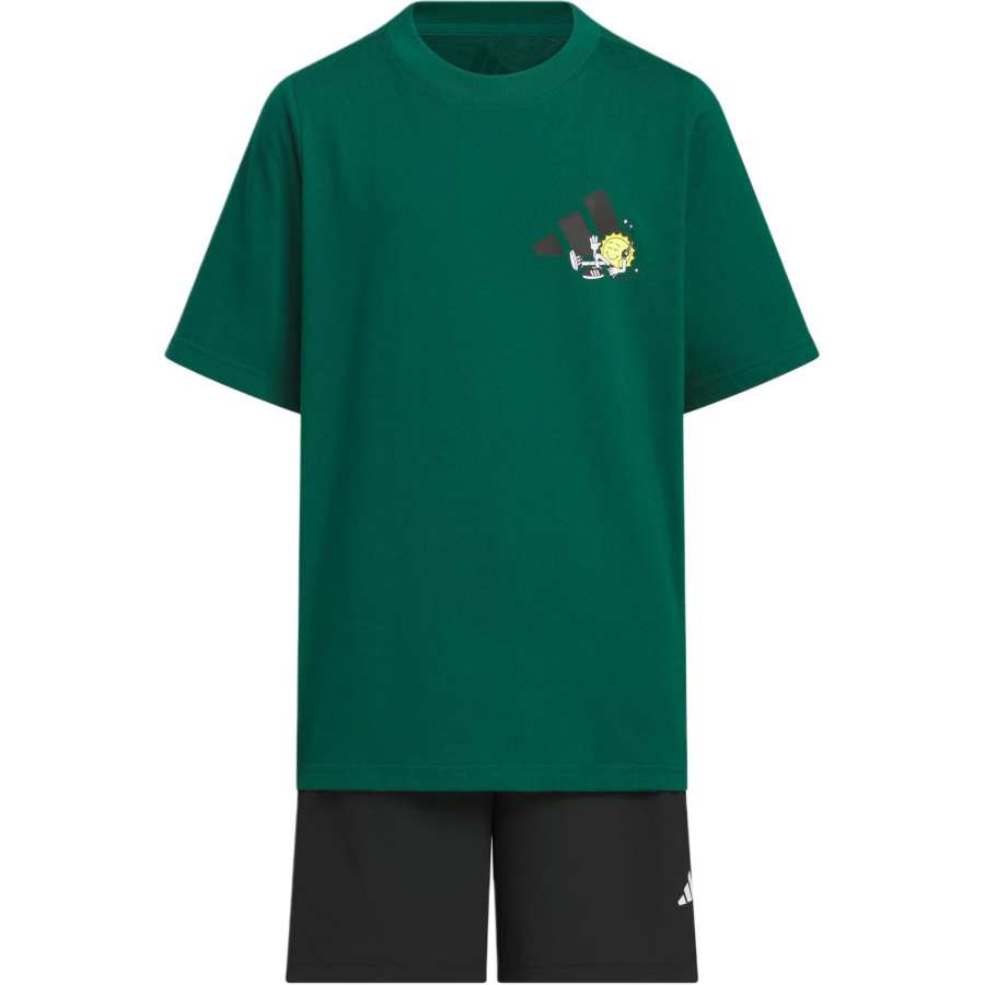 Adidas Adidas Casual Sportswear GRAPHIC TEE SET Black/Forest Green Children Aged 3 7 Years Old