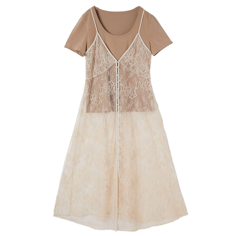 XIANGYING Skirt Set Women's Beige