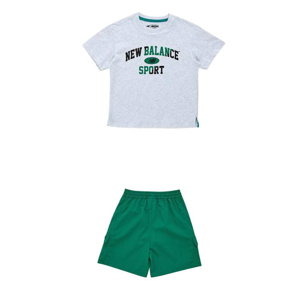 New Balance New Balance Casual Sportswear ESSENTIAL Gray/Green Children Aged 3 7 Years Old