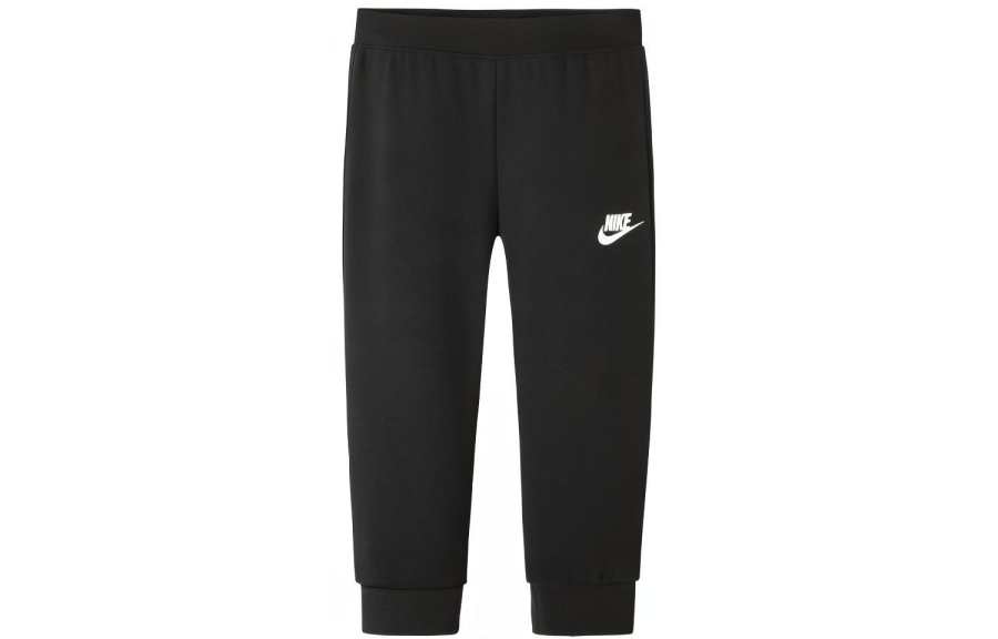 Nike Nike Logo Print Fleece Lined Casual Elastic Cuff Knitted Sweatpants Fall Spring Winter Kids' Black