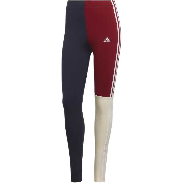 Adidas Adidas Essential 3 STRIPES COLORBLOCK COTTON LEGGINGS Sports Pants Women's Black Red