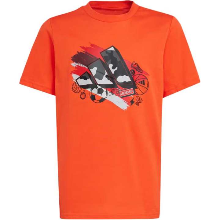 Adidas Adidas Training Graphic Tee T Shirt Bright Red Teenagers