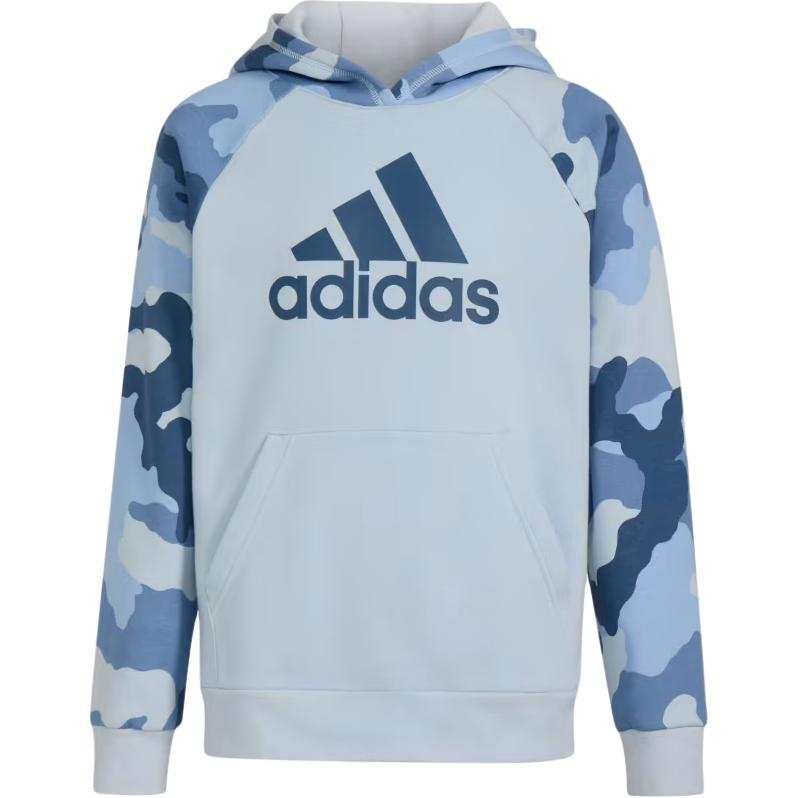 Adidas Adidas Kids' Apparel Long Sleeve Printed Colorblock Camo Pullover Hoodie Sweatshirt Halo Blue Kids'