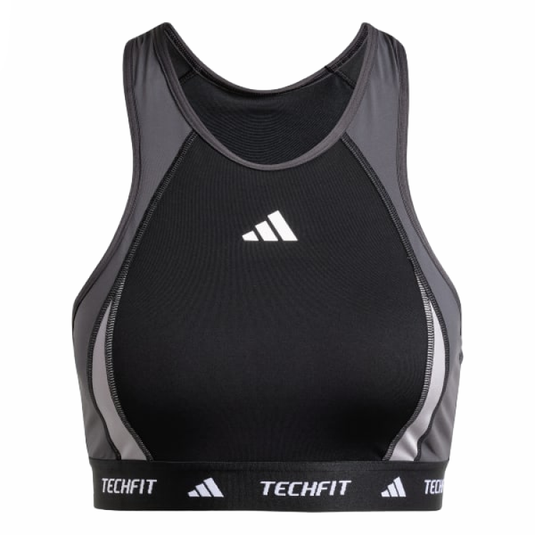 Adidas Adidas Free Shipping With AdiClub Techfit Medium-Support High-Neck Colorblock Bra