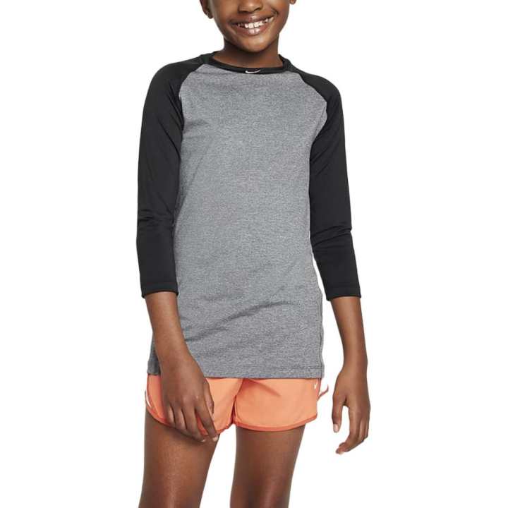 Nike Nike T Shirt Kids' Apparel Dri FIT 3/4 Sleeve Top Gray Kids'