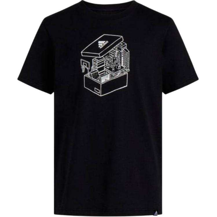 Adidas Adidas T Shirt Kids' Apparel Ss Shoebox World Tee Black Kids'