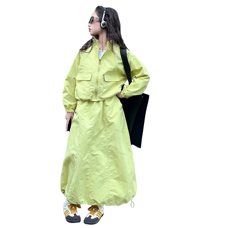 Lanza Kids Two Piece Skirt Sets Stand Collar Moderate Long