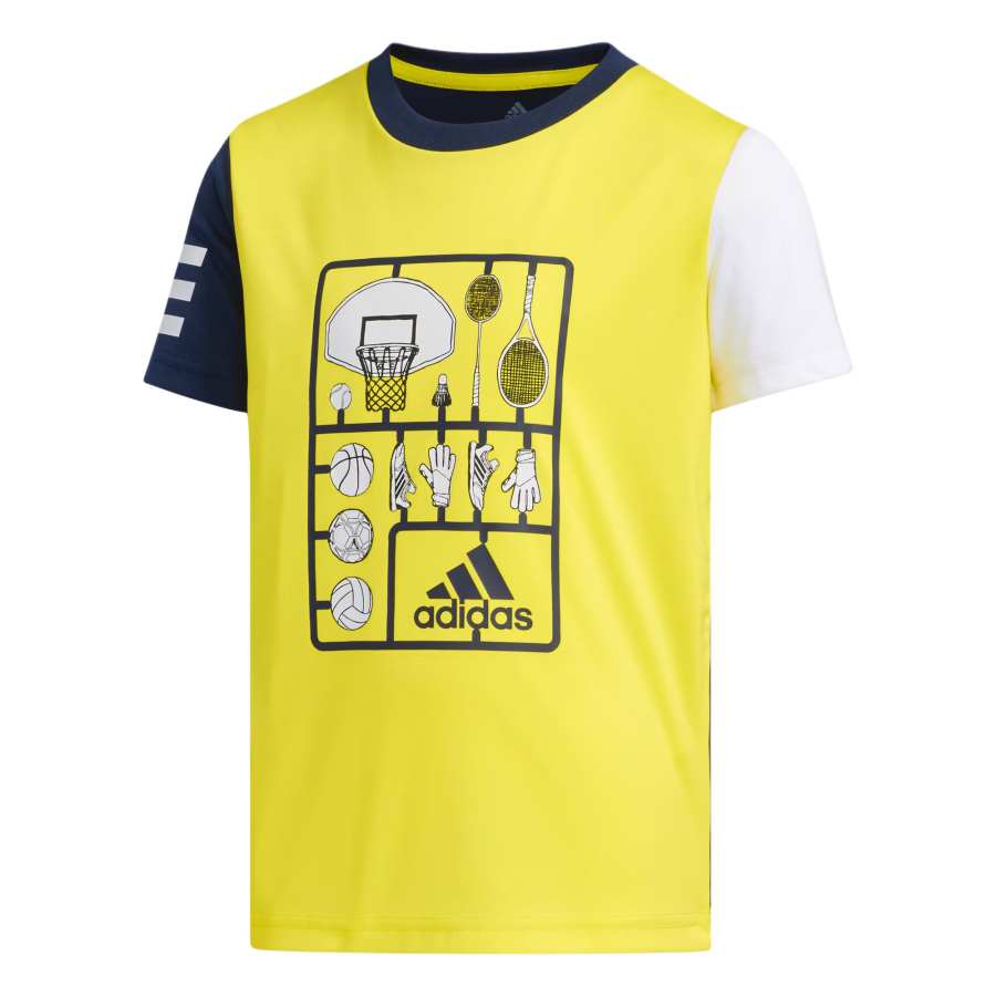 Adidas Adidas T Shirt Bright Yellow/College Navy Children Aged 3 7 Years Old