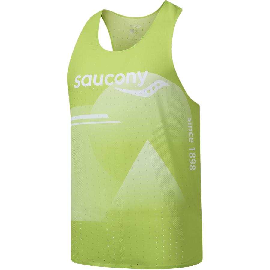 Saucony Running Tank Top Unisex Geometric Yellow Green Combo