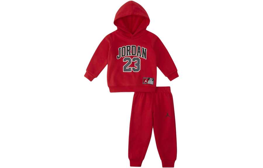 Jordan Jordan Kids Matching Sets Kids' Apparel, Alphanumeric Fleece Lined Hoodie Casual Elastic Cuff Pants Red