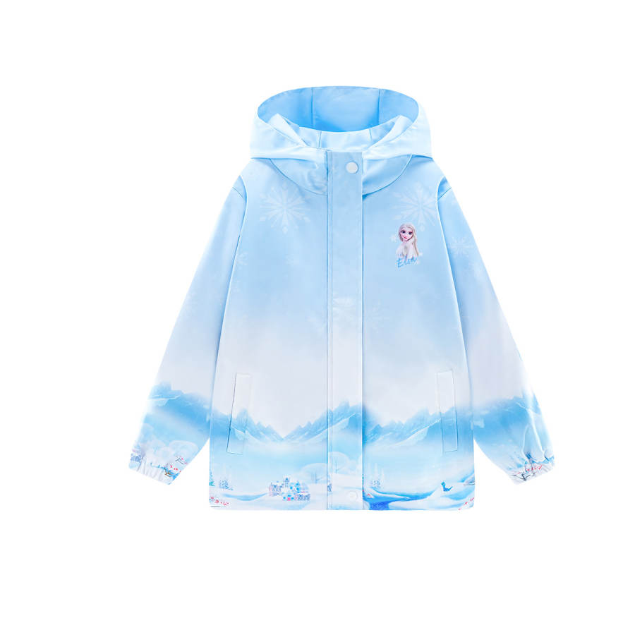 Disney Windbreaker Jacket Commute Comfortable Thickened And Fleece Lined Soft Blue Gradient Teenagers