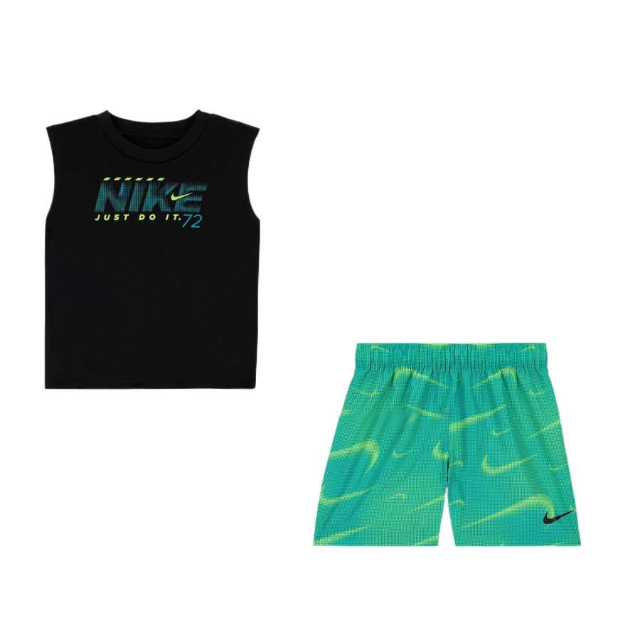 Nike Nike Casual Sportswear Dri Fitwoven SS25 Set Black/Green Infant And Toddler