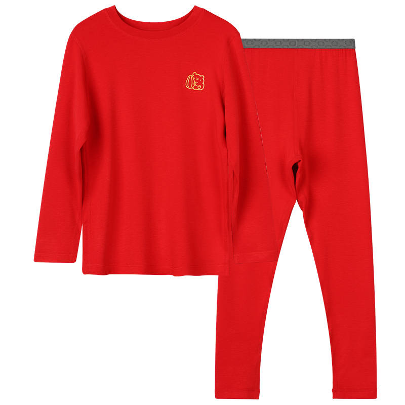 Hodo Dralon Warming Antibacterial Underwear Long Johns Thermal Set Kids' China Red