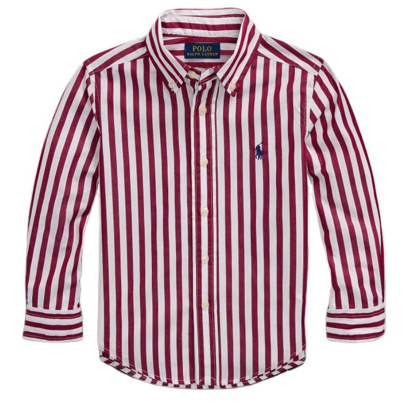 Polo Ralph Lauren SS24 Stripes Shirt Spring Fall Children Aged 3 7 Years Old Red