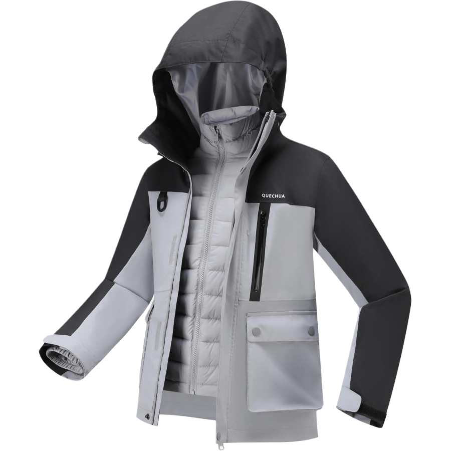 DECATHLON Windbreaker Jacket SH900 QUECHUA Carbon Gray/Silver Gray Teenagers