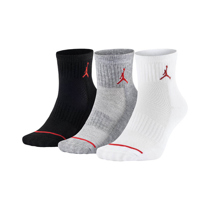 Jordan Jordan Socks 3 Pack Black White Gray Teenagers