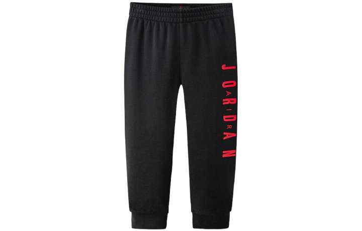 Jordan Jordan Kids' Bottom Mid Rise Letter Print Fleece Lined Casual Pants Black Kids'