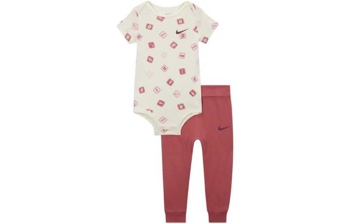 Nike Nike Baby 12 24M 2 Piece Printed Bodysuit Set Infant And Toddler Suit Baby Beige+Red