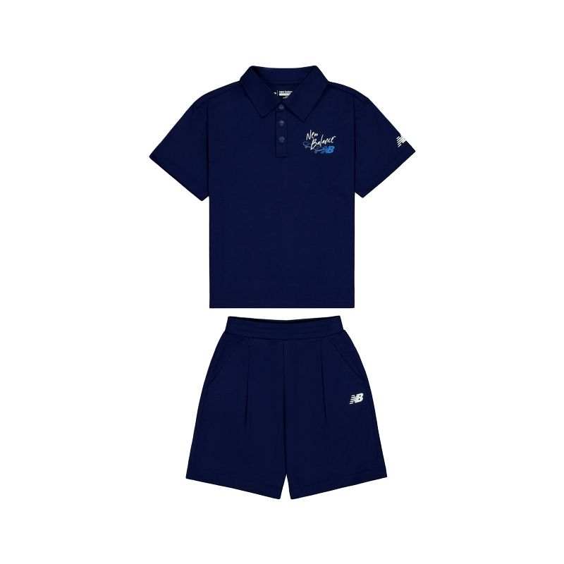 New Balance New Balance Casual Sportswear NB SS25 2 Piece Set Marine Blue Children Aged 3 7 Years Old