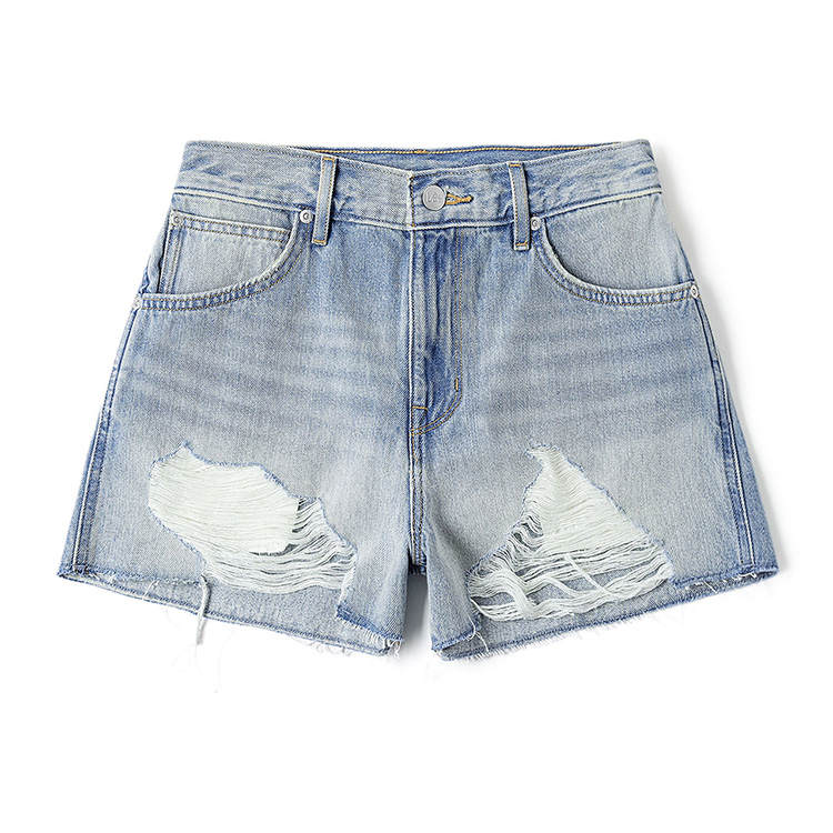 Lee Denim Shorts Women's Light Blue Moderate Ripped Pants