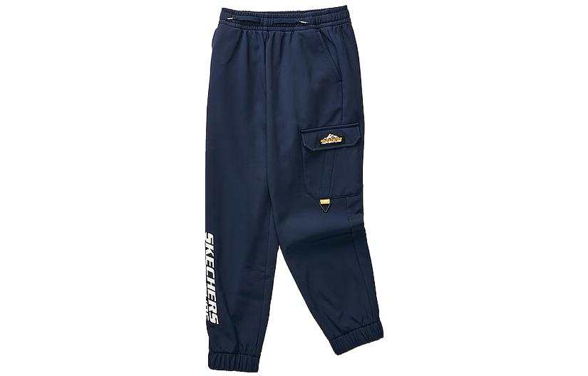 Skechers Knitted Sweatpants Stroll Letter Mid Rise Elastic Cuff Fleece Lined Thermal Kids'