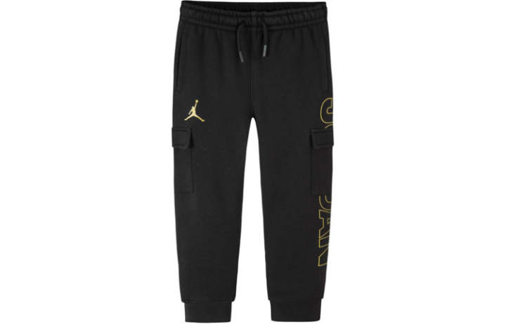 Jordan Jordan Knitted Fabric Fleece Lined Lace Up Pants Cargo Pants Children Aged 3 7 Years Old Jet Black