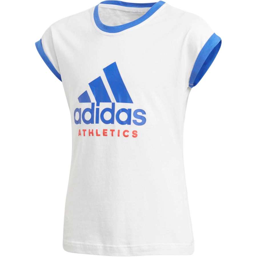 Adidas Adidas Sport T Shirt White/Blue Teenagers