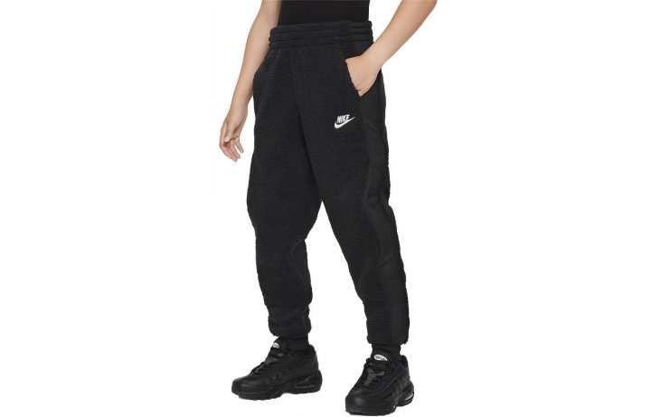 Nike Nike Solid Color Thickened And Fleece Lined Lace Up Knitted Sweatpants Kids'