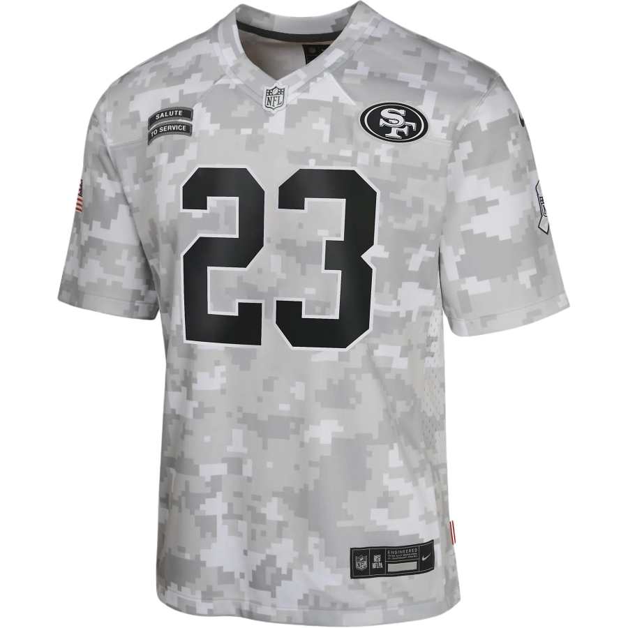Nike Nike Dri FitNFL T Shirt Christian Mccaffrey San Francisco 49ers Salute To Service Green Camouflage Teenagers