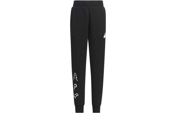 Adidas Adidas Knitted Sweatpants Cartoon Pattern Print Thickened And Fleece Lined Elastic Cuff Black Kids'