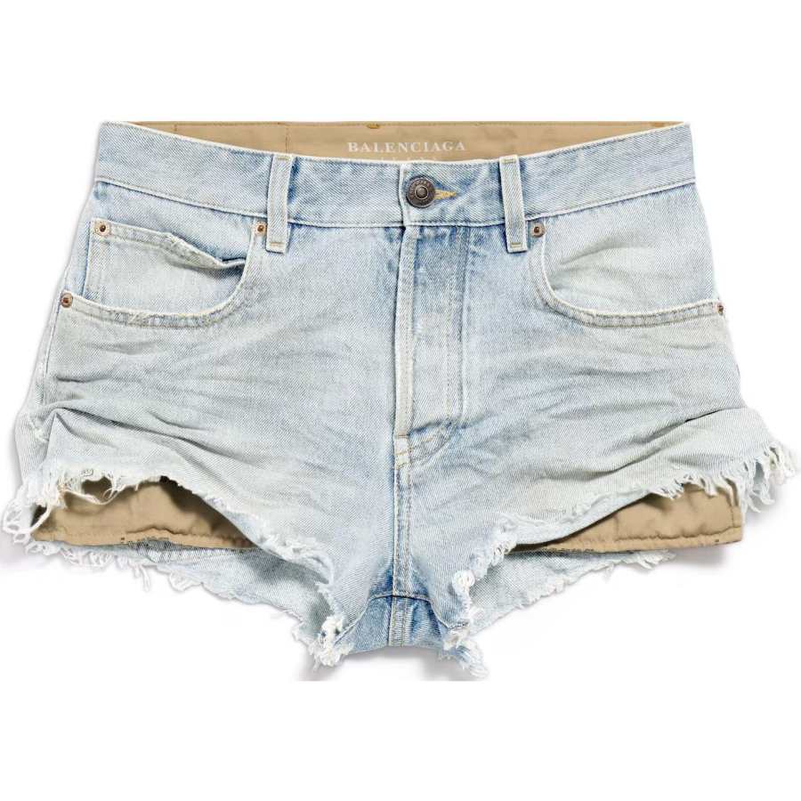 Balenciaga Denim Vintage Effect Shorts