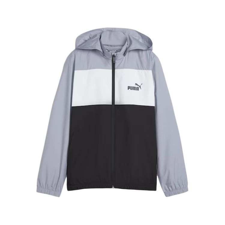 PUMA Kids' Softshell Jackets ESS+Color Blocked Big Kids' Windbreaker Black Teenagers