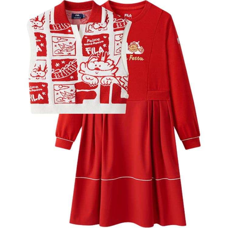 FILA KIDS Two Piece Skirt Sets Crew Neck Moderate Mid Length