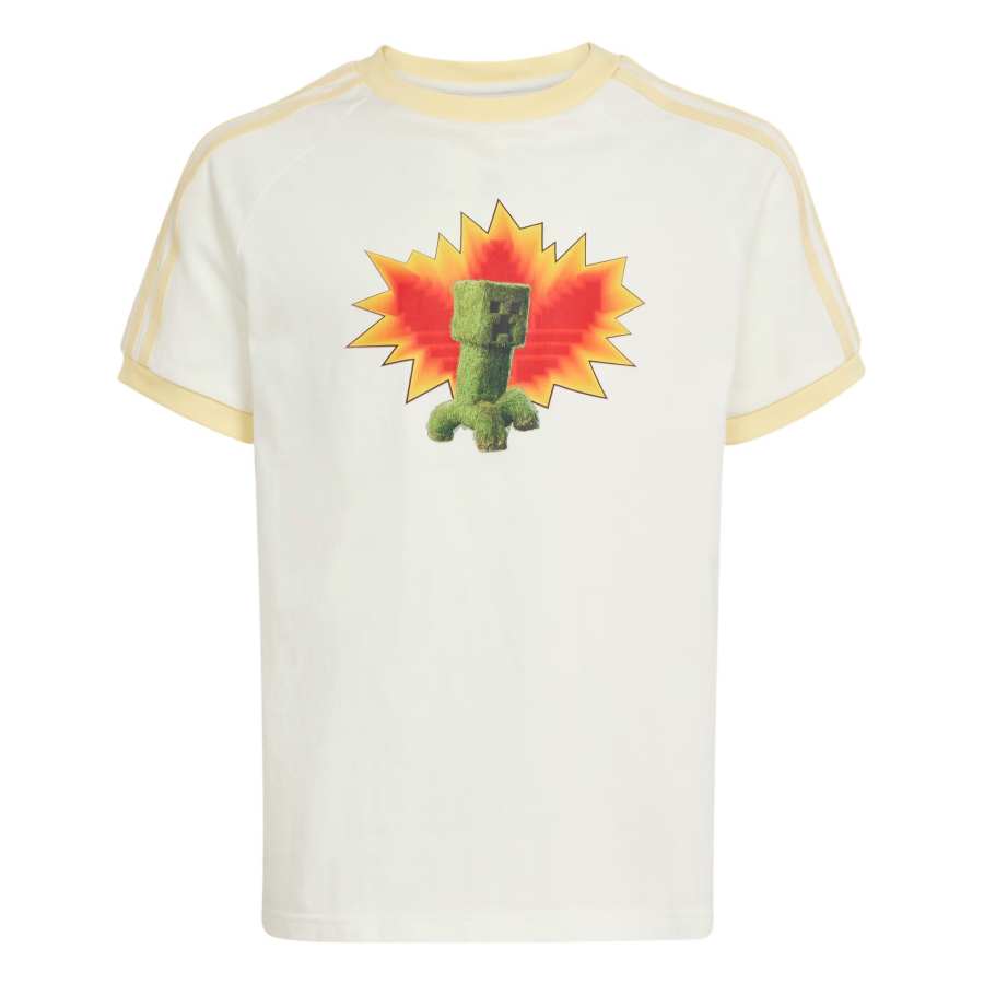 Adidas Originals x Minecraft Graphic Tee T Shirt Gray White/near Yellow Teenagers