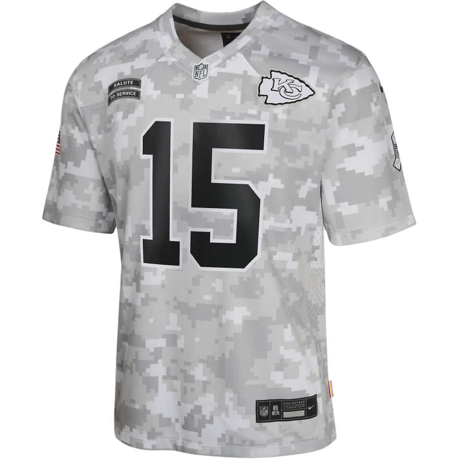 Nike Nike Dri FitNFL Patrick Mahomes Kansas City Chiefs Salute To Service T Shirt Green Camouflage Teenagers