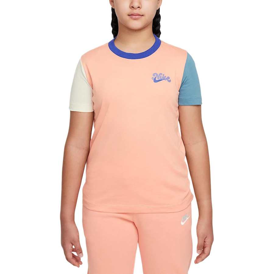 Nike Nike Sportswear T Shirt Apricot Yellow Pink Teenagers