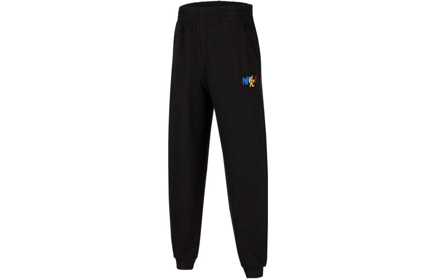 Nike Nike Knitted Sweatpants Kids' Wear, Embroidered Letters, Elastic Cuffs, Casual Fleece Lined Joggers Black Kids'