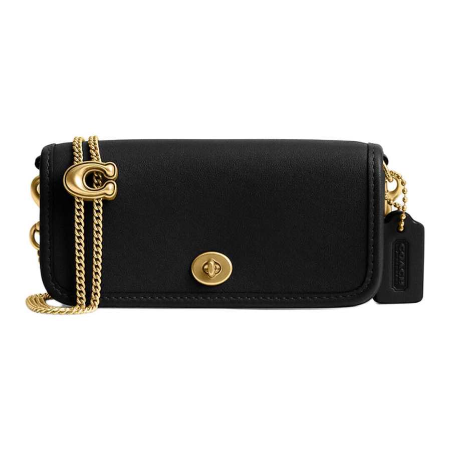 COACH Dinky Glove Tanned Leather Shoulder Bag Mini Women's Black