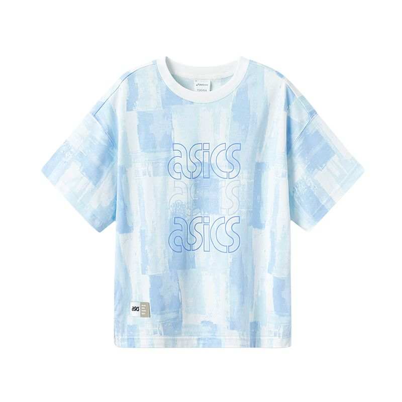 Asics T Shirt Urban Trendy 5017 Blue Floral Color Children Aged 3 7 Years Old