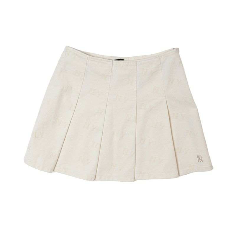 MLB New York Yankees Denim Short Skirts Women's Dark Cream