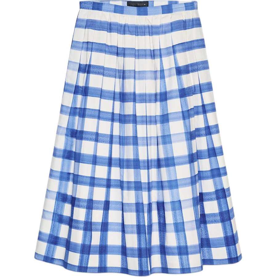 ZARA ZW Casual Long Skirt Women's Blue/White