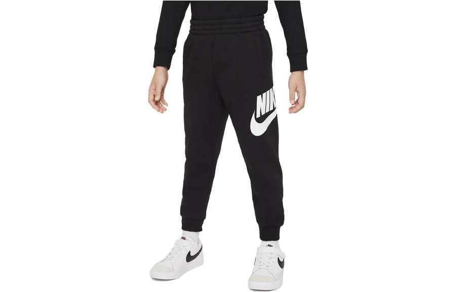 Nike Nike Knitted Sweatpants Kids' Apparel Club Fleece Side Letter Logo Elastic Casual Fleece Lined Thermal Black