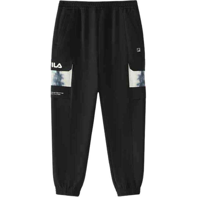 FILA KIDS Knitted Sweatpants WHITE LINE Collection, Fashion Comfortable Soft Thermal Fleece Lined Black Teenagers