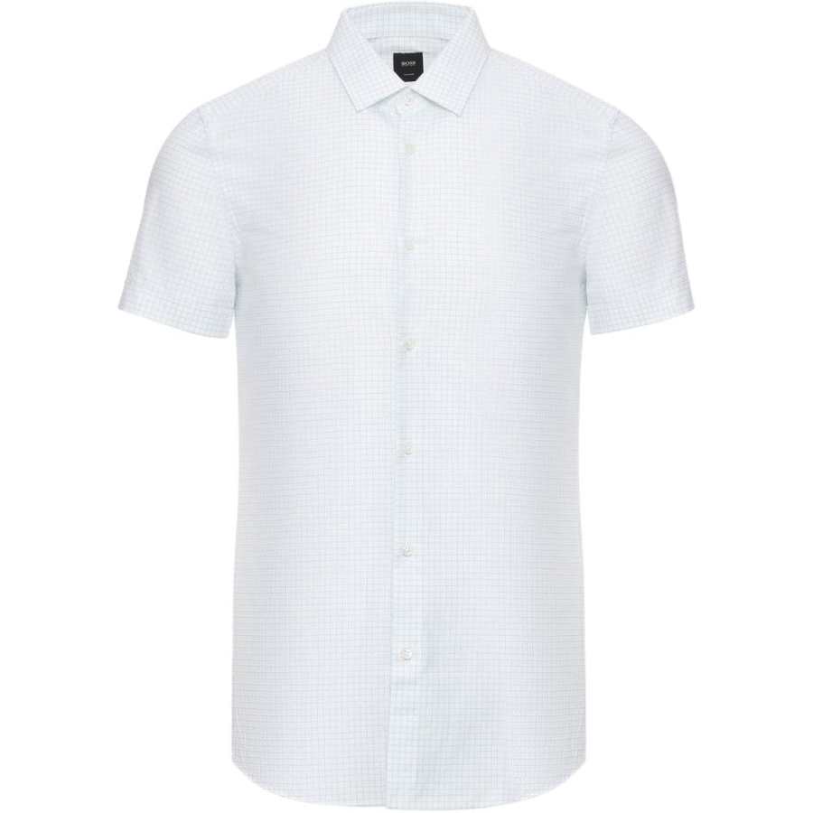 HUGO BOSS Shirts Men's White Lapel Moderate