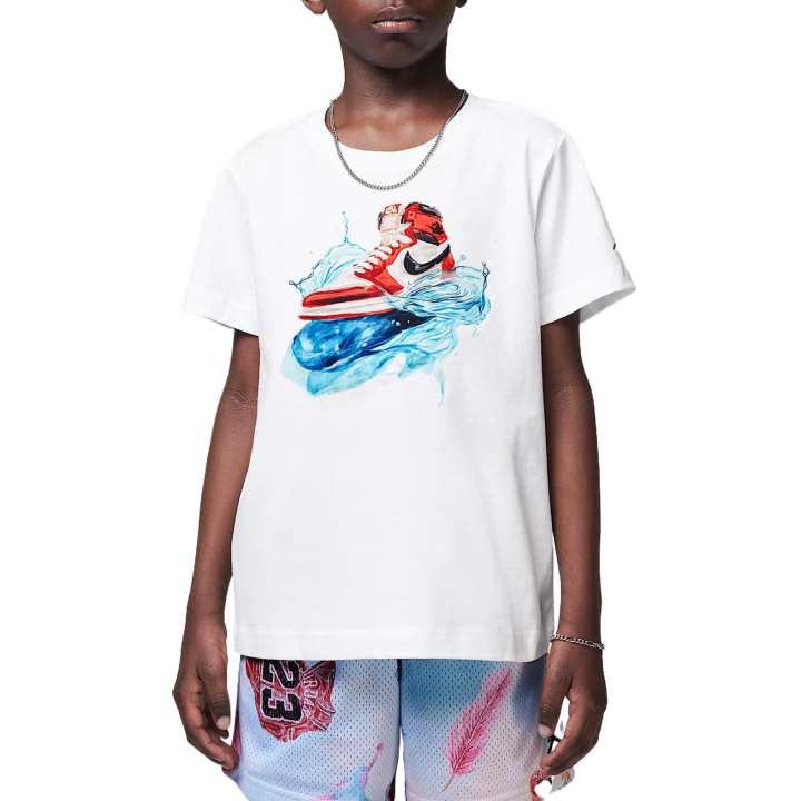 Jordan Jordan AJ1 T Shirt SS25 White Children Aged 3 7 Years Old