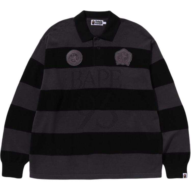 A BATHING APE Bape Jacquard Multilogo Stripe Relaxed Fit L/S Tee